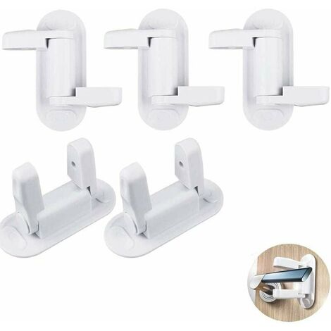 Bébé Sécurité Serrures,Lot de 5 Verrous de Portes et Poignées pour Enfants,Sécurite Fenetre Bloc Porte Sécurité Bébé avec 3M Adhésif (5pack)