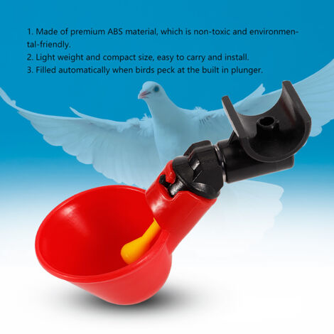 Bebedero automático para aves de corral, juego de 5 piezas, ABS rojo – con boquilla de presión esencial