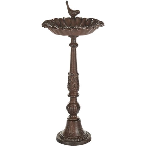 Bebedero para pájaros de jardín para exterior pileta de hierro antiguo decorativo marrón Blackbird