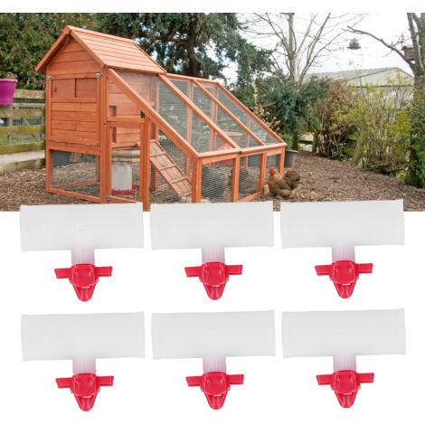 Bebedero para pollos con pieza en T, juego de 20 unidades, fabricado en PP y acero inoxidable G3/4, para pollos, codornices y palomas.