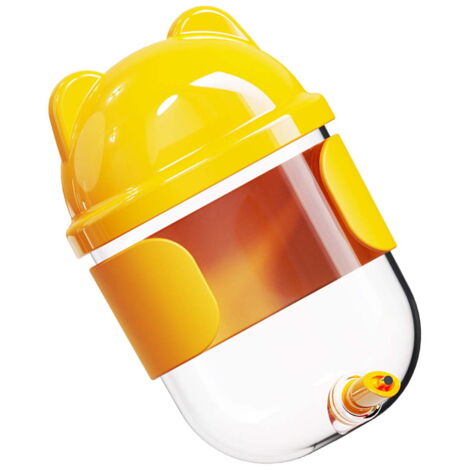 Bebedero tipo aguja activado por gravedad, adecuado para loros y pájaros pequeños como bebedero para jaula o para usar en ella - amarillo