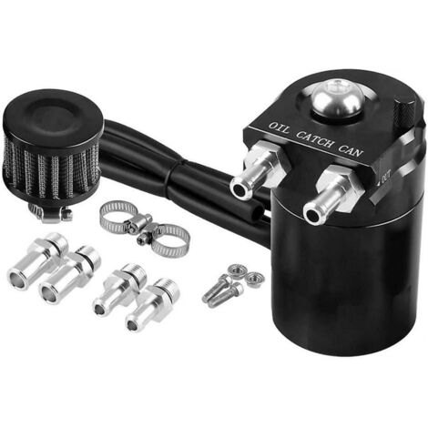 BEBUSINGOTO 1 ensemble de bidons d'huile noirs, Pot d'huile de moteur automobile, accessoires en alliage d'aluminium, réservoir d'huile de 300ml