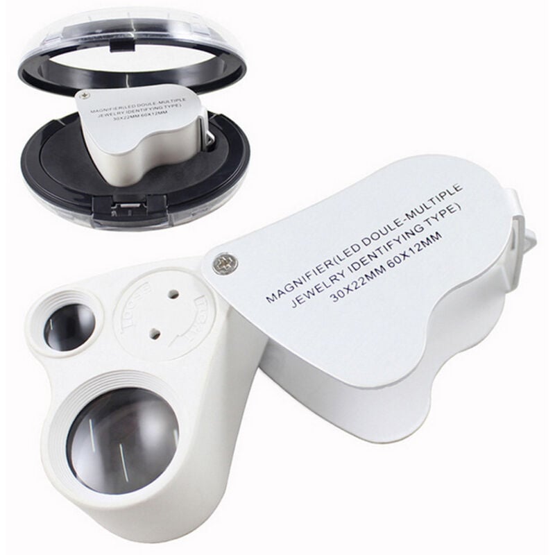 Image of BEBUSINGOTO 1 PC 30x 60x Beleuchtete Schmuck Lupe Juwelier Lupe Lupe mit LED-Licht
