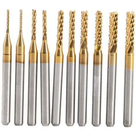 BEBUSINGOTO 10 brocas de grabado de carburo cementado para fresado de extremos, herramientas de tallado, fresa de extremo de 0,8-3,17 mm