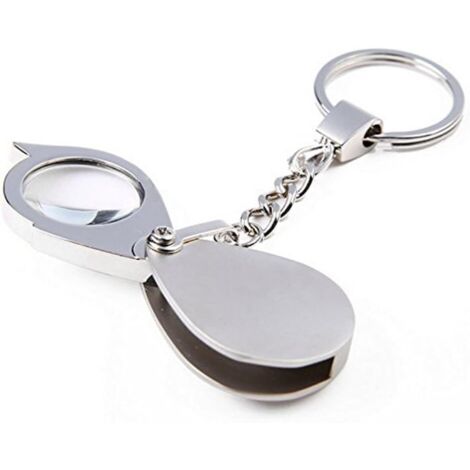 BEBUSINGOTO 10-fache Taschenlupe, Geschenk, Metall, faltbar, mit Schlüsselanhänger, Schmucklupe, 30-mm-Linse, zum Lesen von Karten, Etiketten, Basteln, bei Sehschwäche