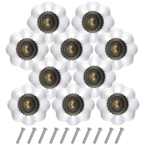 BEBUSINGOTO (10 piezas, 30 mm) Perillas de puerta de cajón con diseño de calabaza blanca, perillas redondas para muebles, adecuadas para puertas de habitaciones infantiles, gabinetes y cocinas.