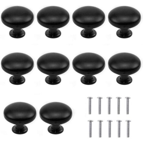 BEBUSINGOTO 10 pomos redondos de bronce antiguo con diseño de flores para armarios, cocinas, guarderías, seguros y duraderos (negros) - 30 unidades