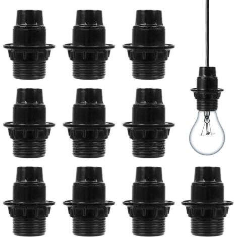 BEBUSINGOTO 10 Stück E14-Lampenfassungen, geeignet für E14-Schraubbirnen und Schraub-Energiesparlampen, Kunststoff-Lampenfassung hat eine gute elektrische Leitfähigkeit (schwarz)