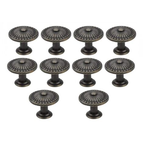 BEBUSINGOTO 10 tiradores de bronce vintage para cajón, pomo para muebles de 25 mm, pomos redondos para cajón, pomos de latón para puerta, tiradores para muebles de armario, cocina y habitación infanti