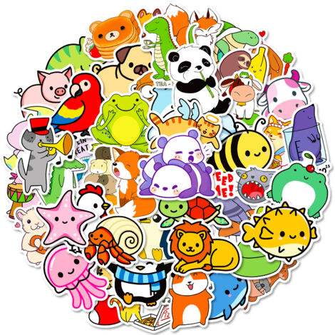BEBUSINGOTO 100 pegatinas lindas para niños, pegatinas para botellas de agua para adolescentes, pegatinas impermeables de vinilo kawaii para teléfono, portátil, monopatín, animales, paquetes de pegati