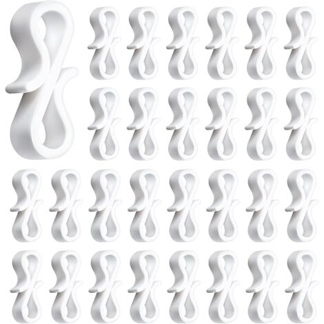 BEBUSINGOTO 100 Pièces Forme S de Noël Lumière Crochets Gouttière Clips en Plastique Lumière de Noël Crochets Suspendus pour Noël Halloween Nouvel an Extérieur Maison LED Guirlandes Lumineuses Décora