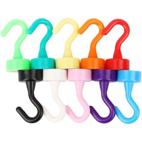 BEBUSINGOTO 10er-Pack bunte Magnethaken, robuste Magnethaken für Kühlschränke, Magnethaken zum Aufhängen, für Schlüssel, Schließfächer, für Zuhause, Büro, Klassenzimmer