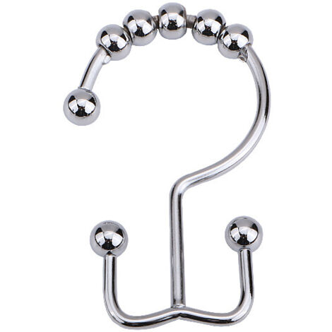 BEBUSINGOTO 12 anillas para cortina de ducha de acero inoxidable con doble gancho (plateadas)