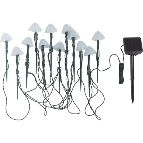BEBUSINGOTO 12 luces solares LED con forma de hongo, color blanco cálido