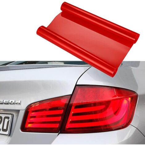 BEBUSINGOTO 12 par 48 pouces Auto-adhésif Auto voiture teinte phare feu arrière antibrouillard vinyle fumée Film feuille autocollant couverture (rouge)
