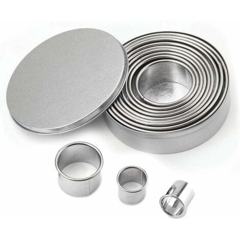 BEBUSINGOTO 12PCS Emporte Piece Rond Cercle Patisserie Emporte pièces Cuisine pour Biscuits Pâtes à Sucre Gâteaux Emporte Piece Biscuit Cookie Cutter, Emporte Piece Patisserie en Acier Inoxydable,