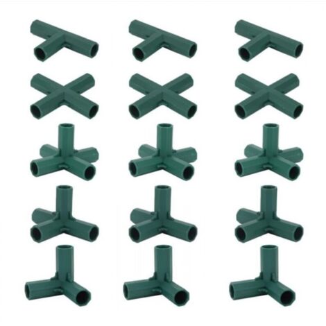 BEBUSINGOTO 15 piezas conectores para marcos de invernadero, conectores de esquina para marcos de jardín, varilla helicoidal de 16 mm, 5 tipos, soporte estable y resistente para invernaderos.