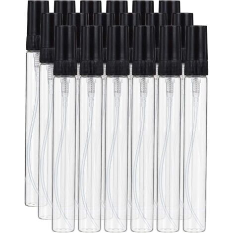 BEBUSINGOTO 15er-Pack 10 ml Mini-Sprühflaschen mit feinem Nebel, Sprühflaschen aus Klarglas mit schwarzem Pumpdeckel für Parfüm, Toilettenartikel