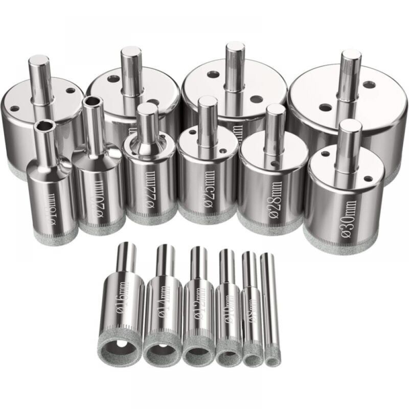 Image of BEBUSINGOTO 16 pezzi seghe a tazza, punta da trapano diamantata sega a tazza 6-50 mm utensili per foratura del vetro kit seghe a tazza per acciaio al