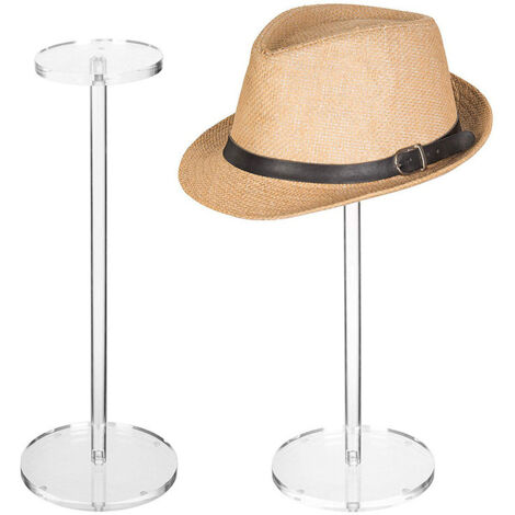 BEBUSINGOTO 2 ensembles de support de chapeau en acrylique, psupport de chapeau de baseball, support carré rond en acrylique pour afficher des chapeaux, des montres et des bijoux (style rond, 30,5cm)