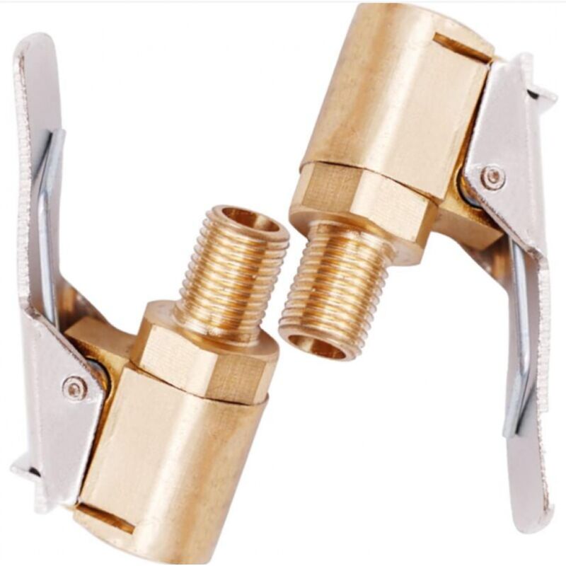 BEBUSINGOTO 2 Pièce Adaptateur de Valve de Pneu de Voiture, 8 mm Pompe de Embout Laiton Gonflage Valve Clip Pince Connecteur Adaptateur pour Pneu de