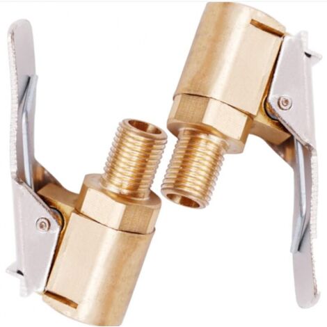 BEBUSINGOTO 2 Pièce Adaptateur de Valve de Pneu de Voiture, 8 mm Pompe de Embout Laiton Gonflage Valve Clip Pince Connecteur Adaptateur pour Pneu de Voiture ou Camion