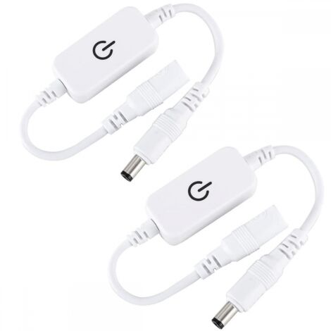 BEBUSINGOTO 2 pièces 12-24v 4a bande Led couleur simple contrôleur de luminosité marche/arrêt en ligne Dc Mini Led tactile (blanc)
