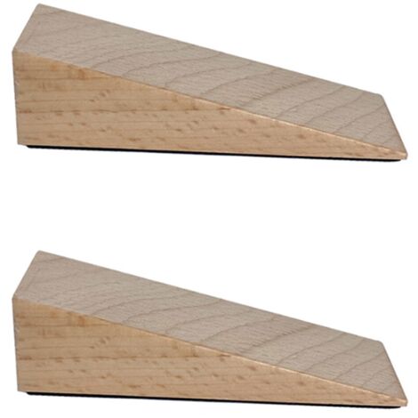 BEBUSINGOTO 2 piezas cuñas de madera para puerta, topes de puerta de 9 x 3 x 2,5 cm con base de goma, para suelo, para puertas de dormitorio y de entrada (beige)