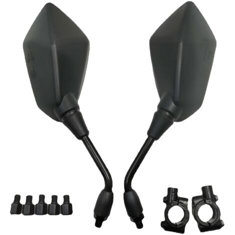 BEBUSINGOTO 2 piezas Espejos retrovisores universales para manillar de motocicleta, ajustables 360°, con pernos M8 y M10, compatibles con scooters, ciclomotores, vehículos todo terreno y bicicletas.