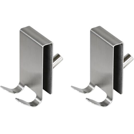 BEBUSINGOTO 2 piezas ganchos de ducha, toallero para mampara de ducha de cristal, doble cara con esponja, gancho de acero inoxidable para mampara de ducha de baño, puerta de cristal de 5-12 mm (plate