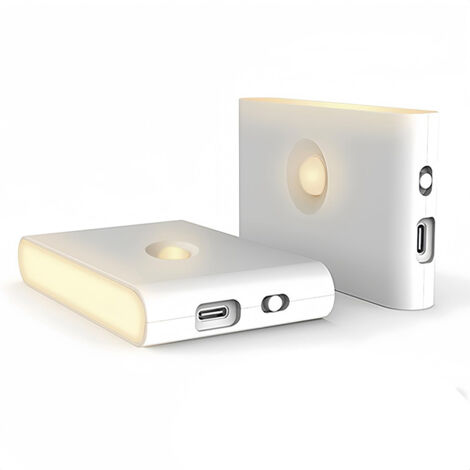 BEBUSINGOTO 2 piezas Luz nocturna LED con sensor de movimiento, luces LED para armario, luces de inducción recargables por USB, lámpara de inducción LED magnética para dormitorio, baño, cocina, pasil