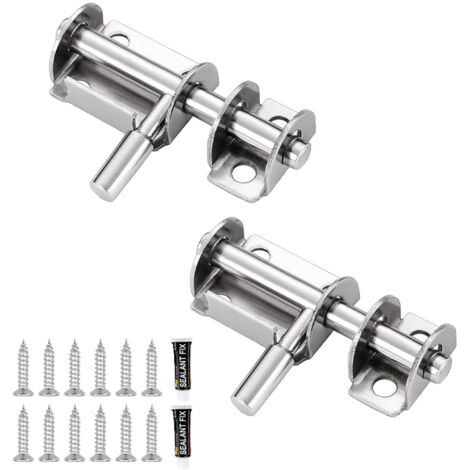 BEBUSINGOTO (2 piezas, plateadas) Cerraduras de puerta de acero inoxidable con tornillos, pernos deslizantes para baño, inodoro, jardín y cobertizo
