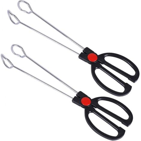 BEBUSINGOTO 2 pinzas de acero inoxidable para cocina, pan, hornear, parrilla, buffet, 25 cm