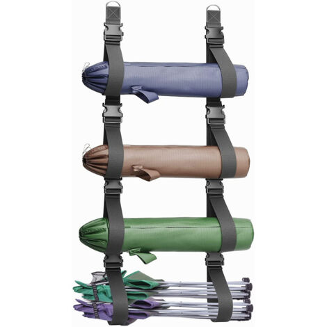 BEBUSINGOTO 2 Stück Wandmontierte Aufbewahrung für Campingstühle, breitere und verstellbare Gurte mit Schnellverschlüssen, Hängeaufbewahrungssystem für weitere Gartenstühle, Zelte und Sonnenschirme