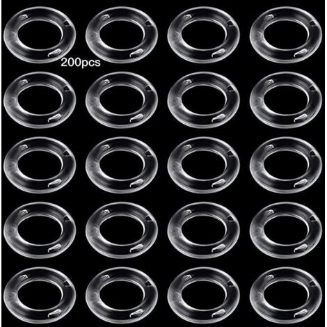 BEBUSINGOTO 200 Pièces Anneaux de Rideaux en Forme de O Aveugles Romains Clair Anneaux en Plastique Transparent 13 mm de Diamètre Extérieur y 8 mm de Diamètre Intérieur