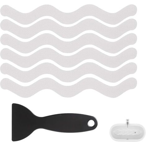 BEBUSINGOTO 24 pegatinas antideslizantes para bañera, ducha, impermeables y transparentes, para bañeras, duchas, escaleras y suelos. Incluye una pala pequeña (18 x 1,3 cm).