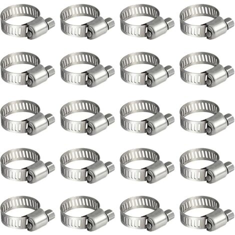 BEBUSINGOTO 25 Stück 6-12 mm Edelstahl-Schlauchschellen, verstellbare Edelstahl-Schlauchschellen, geeignet für Schwimmbäder, Waschmaschinen und Gärten