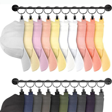 BEBUSINGOTO 2er-Pack Hutständer-Organizer zur Wandmontage mit 20 Haken – moderne schwarze Wandaufhänger aus Metall für Schranktür, Schlafzimmer, Eingangsbereich, Waschküche