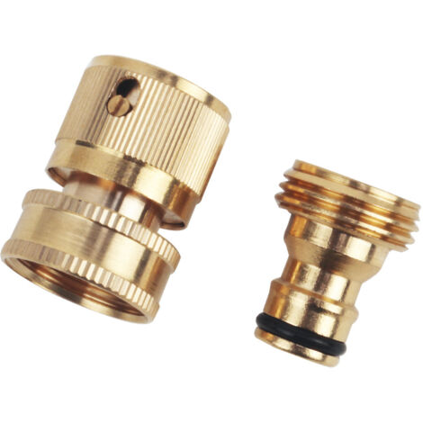 BEBUSINGOTO 3/4"-Schnellkupplung aus Messing, männliches und weibliches Gartenschlauch-Anschlussstück, 6-Punkt-Schnellkupplungszubehör