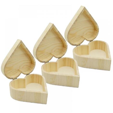 BEBUSINGOTO 3 pièces boîte de Rangement en forme de coeur boîte en bois boîte à bijoux cadeau de mariage maquillage cosmétique boucles d'oreilles bague bureau Rangement maquillage organisateur