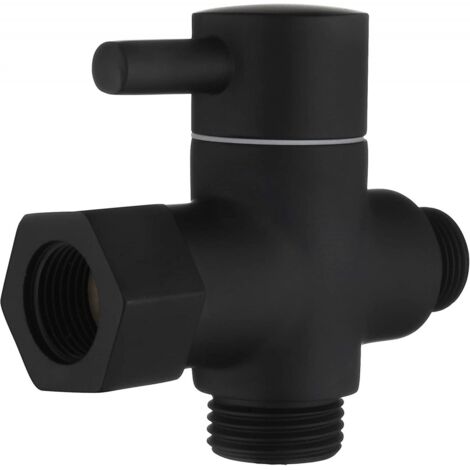 BEBUSINGOTO 3-Wege-Umstell-Absperrventil aus Messing, 3/8-12/17 Adapter für Toilettenwasserleitung, schwarz