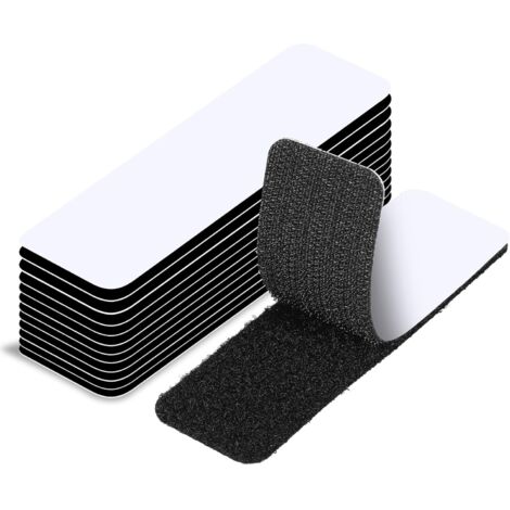 BEBUSINGOTO 30 Pièces Scratch Autocollant Double Face,46cm Bande Scratch Adhésive Scratch Autocollant Rectangle Adhésif Double Face Puissant Réutilisable pour la Maison le Bureau (Noir)