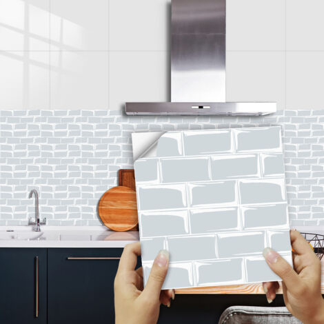 BEBUSINGOTO 30 Pièces Stickers Carrelage Carreaux Rectangulaires À Motif De Brique Pour Cuisine Salle De Bains Décoration De La Maison Autocollants Muraux,1515cm
