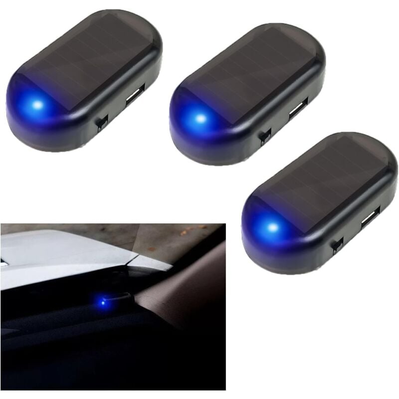 Image of BEBUSINGOTO 3PCS Luce di allarme per auto, allarme solare per auto, luci di allarme simulate, luce di allarme antifurto, luce lampeggiante antifurto