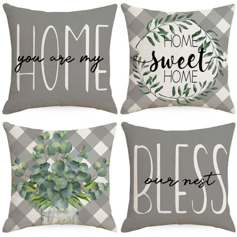BEBUSINGOTO 4 fundas de cojín de 45 x 45 cm, decorativas para exterior, impermeables, transpirables, con diseño de rayas geométricas en gris y blanco, para sofás de jardín y exteriores.