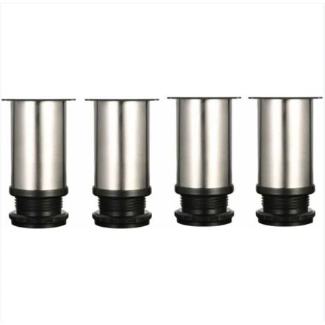 BEBUSINGOTO 4 piezas patas ajustables de 8 cm de altura, patas gruesas para gabinete, patas para mesa, patas para muebles, acero inoxidable cepillado, altura ajustable de 0 a 15 mm, vienen con tornil