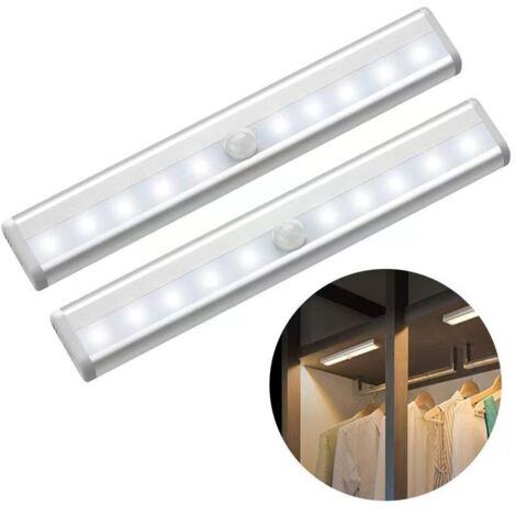 BEBUSINGOTO 4 Stück Batteriebetriebene LED-Bewegungsmelderleuchte für den Innenbereich, 4er-Pack kabellose Schrank-/Ankleidezimmerleuchten, LED-Streifenleuchten für Treppen, Unterschränke, Küche, aut