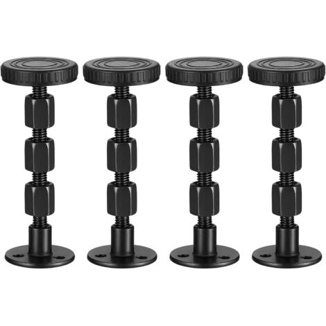 BEBUSINGOTO 4 topes de cama ajustables y antivibraciones de 84-110 mm, estabilizadores roscados ajustables para marcos de cama, soporte antivibraciones para marcos de cama, sofás, mesas y paredes.