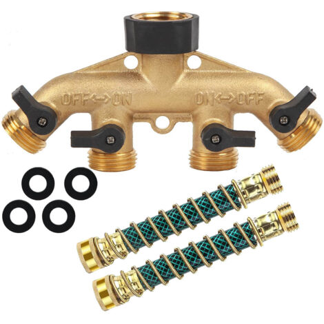 BEBUSINGOTO 4 Voies Tuyau Robinet Collecteur Tuyau Robinet Collecteur 3 Connecteur en Laiton Distributeur pour Jardin Irrigation 3/4in
