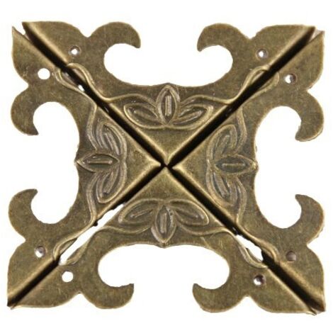 BEBUSINGOTO 40 esquinas decorativas de metal vintage con tornillos en bronce envejecido para joyeros, cajas de madera y muebles de esquina.